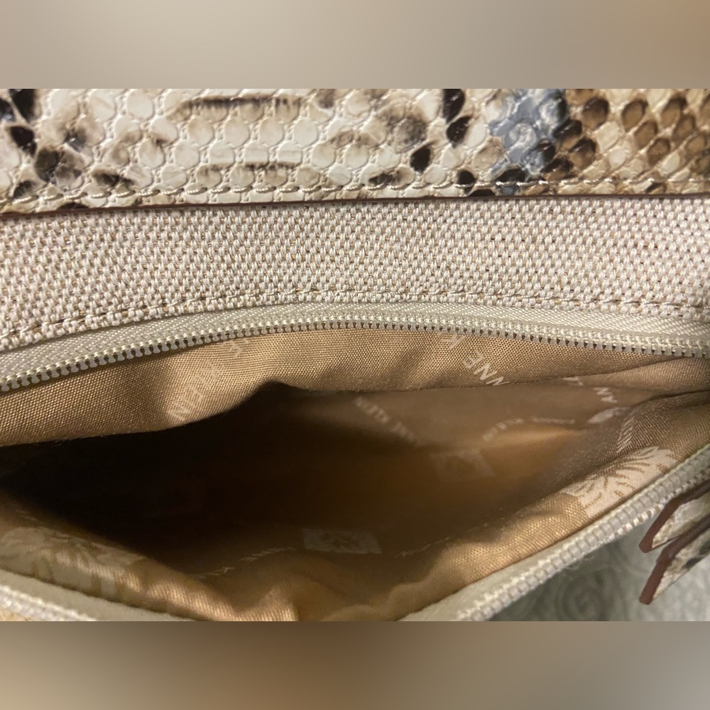 Faux Snakeskin and Cloth Metallic Anne Klein Purse - Picture 7 of 16